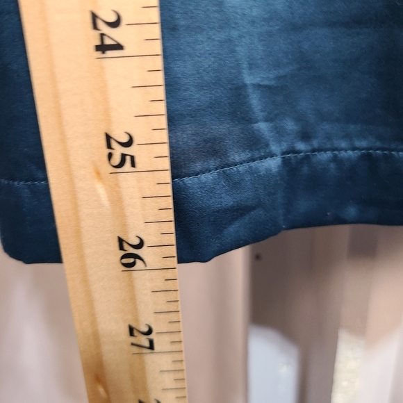 ANA Teal 3/4 length sleeve teal blouse cinched waist vneck size Medium Y2K - Picture 7 of 8